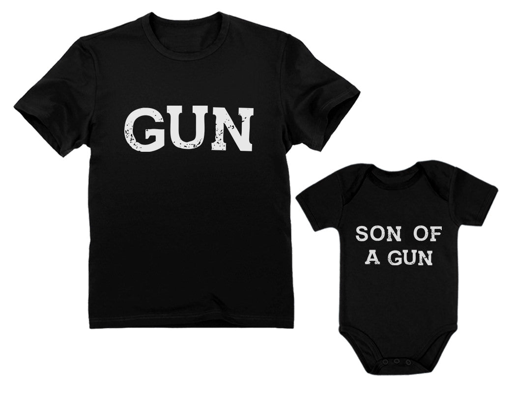 Gun & Son of a Gun Dad and Me Matching Set T-Shirt & Bodysuit Father's Day Gift