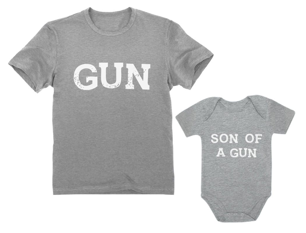 Gun & Son of a Gun Dad and Me Matching Set T-Shirt & Bodysuit Father's Day Gift
