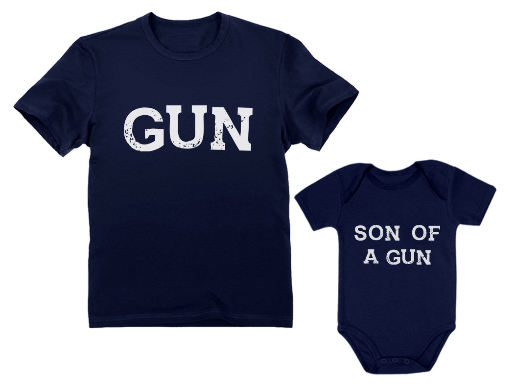Gun & Son of a Gun Dad and Me Matching Set T-Shirt & Bodysuit Father's Day Gift