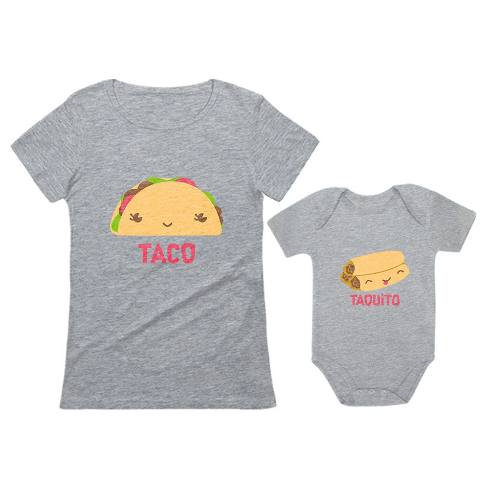 Taco & Taquito Baby Bodysuit & Women's T-Shirt Matching Mother's Day Gift Set
