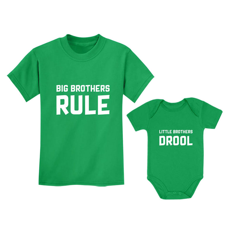 Big Brothers Rule Little Brothers Drool Boys Set Siblings Gift Shirt & Bodysuit