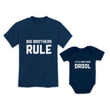 Big Brothers Rule Little Brothers Drool Boys Set Siblings Gift Shirt & Bodysuit