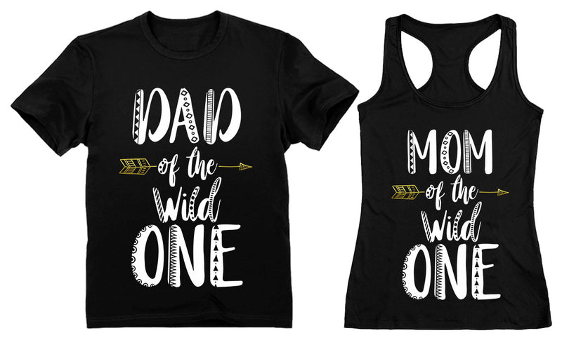 Dad Of The Wild One T-shirt Mom Tank Top Matching Couples Funny 1st Birthday Set
