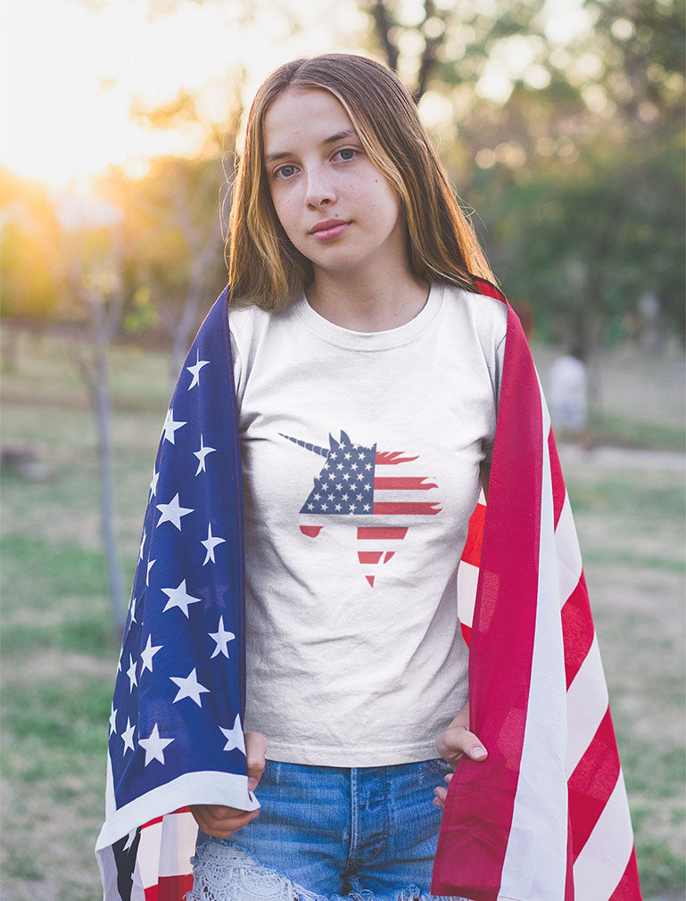 American Unicorn Youth Kids Girls' Fitted T-Shirt