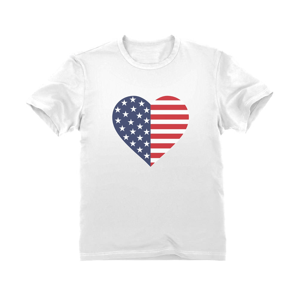 U.S Heart Shaped Flag T-Shirt For Toddlers and Kids