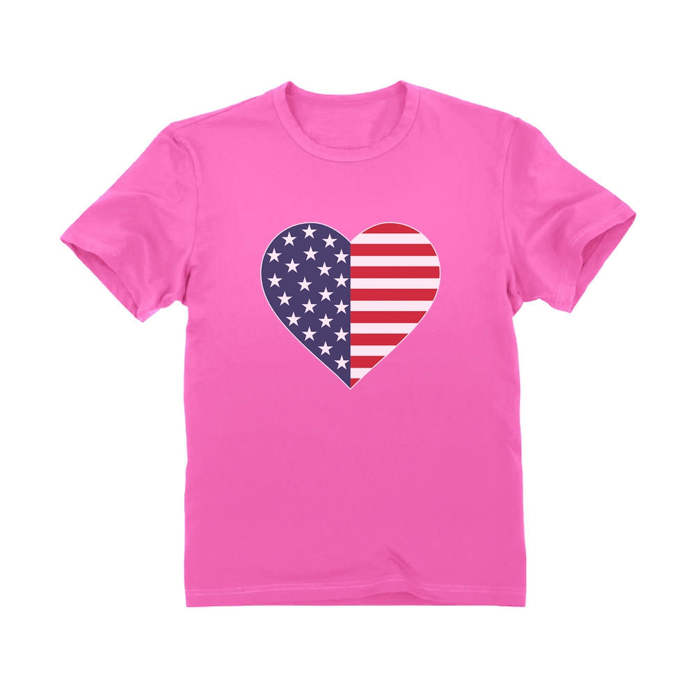U.S Heart Shaped Flag T-Shirt For Toddlers and Kids
