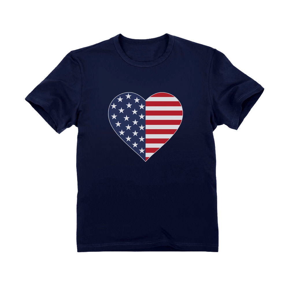 U.S Heart Shaped Flag T-Shirt For Toddlers and Kids