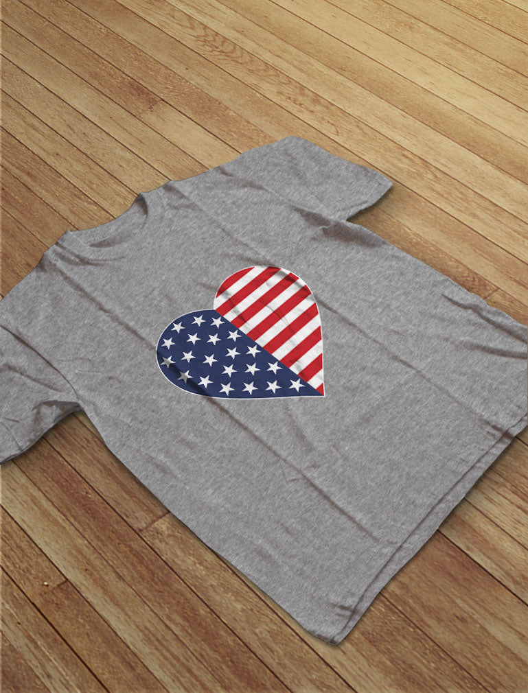 U.S Heart Shaped Flag T-Shirt For Toddlers and Kids
