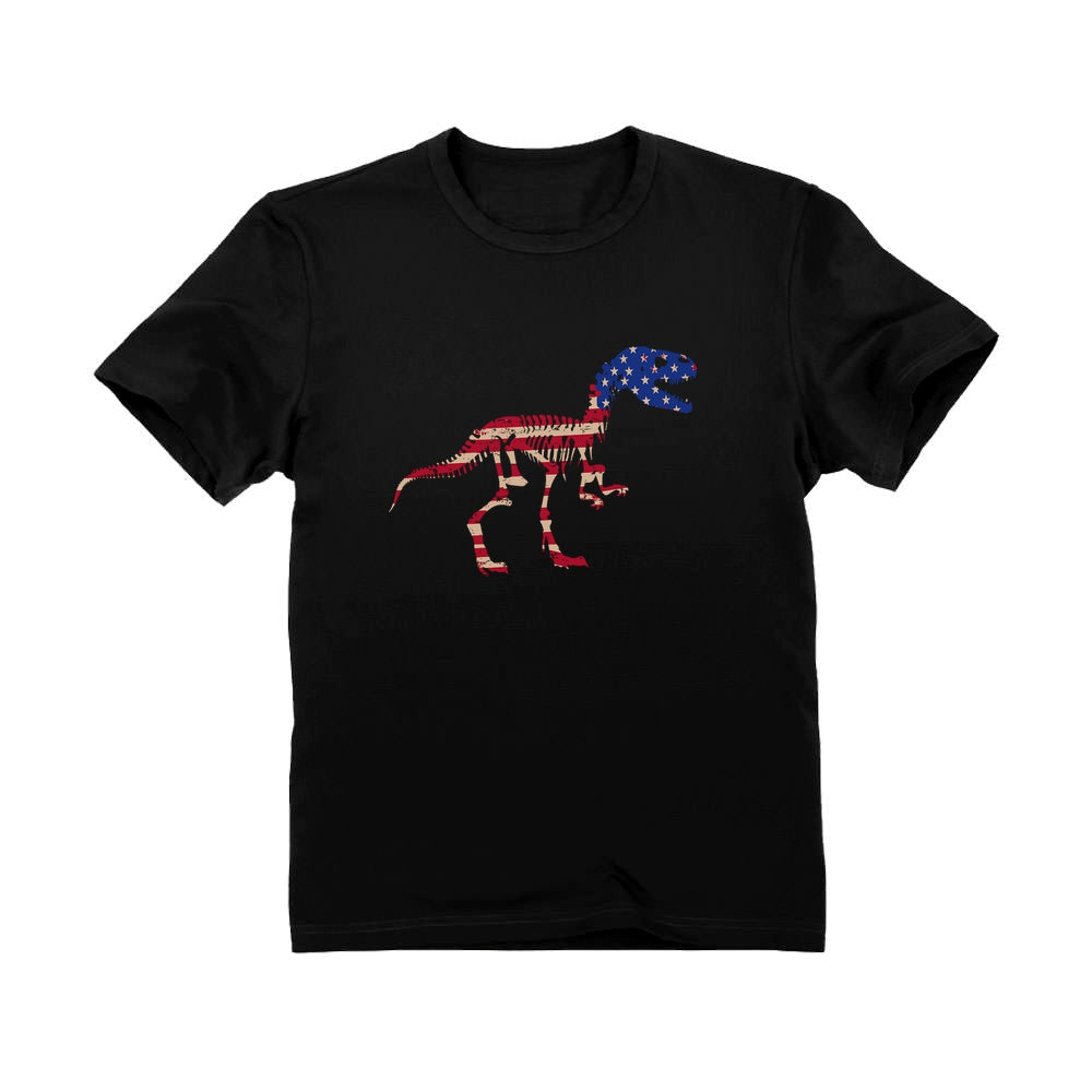 T-Rex Dinosaur American Flag Toddler Kids T-Shirt