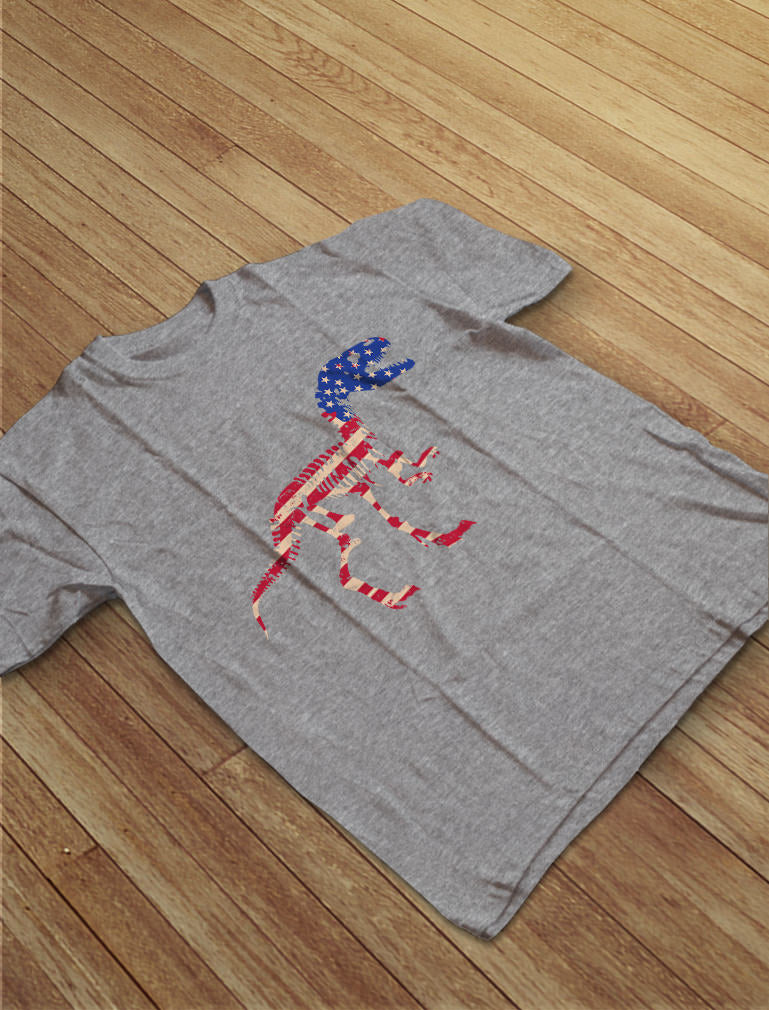 T-Rex Dinosaur American Flag Toddler Kids T-Shirt