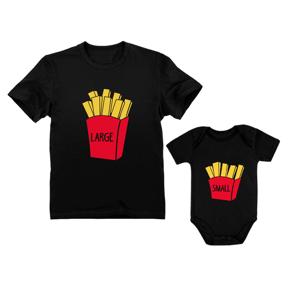 Small & Large Fries Baby Bodysuit & Men's T-Shirt Matching Set Father's Day Gift