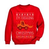 I'm Digging Christmas Ugly Sweater Tractor Toddler Kids Sweatshirt