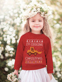 I'm Digging Christmas Ugly Sweater Tractor Toddler Kids Sweatshirt
