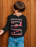 Video Game On Santa 8bit Ugly Chritsmas Gamers Youth Kids Long Sleeve T-Shirt 