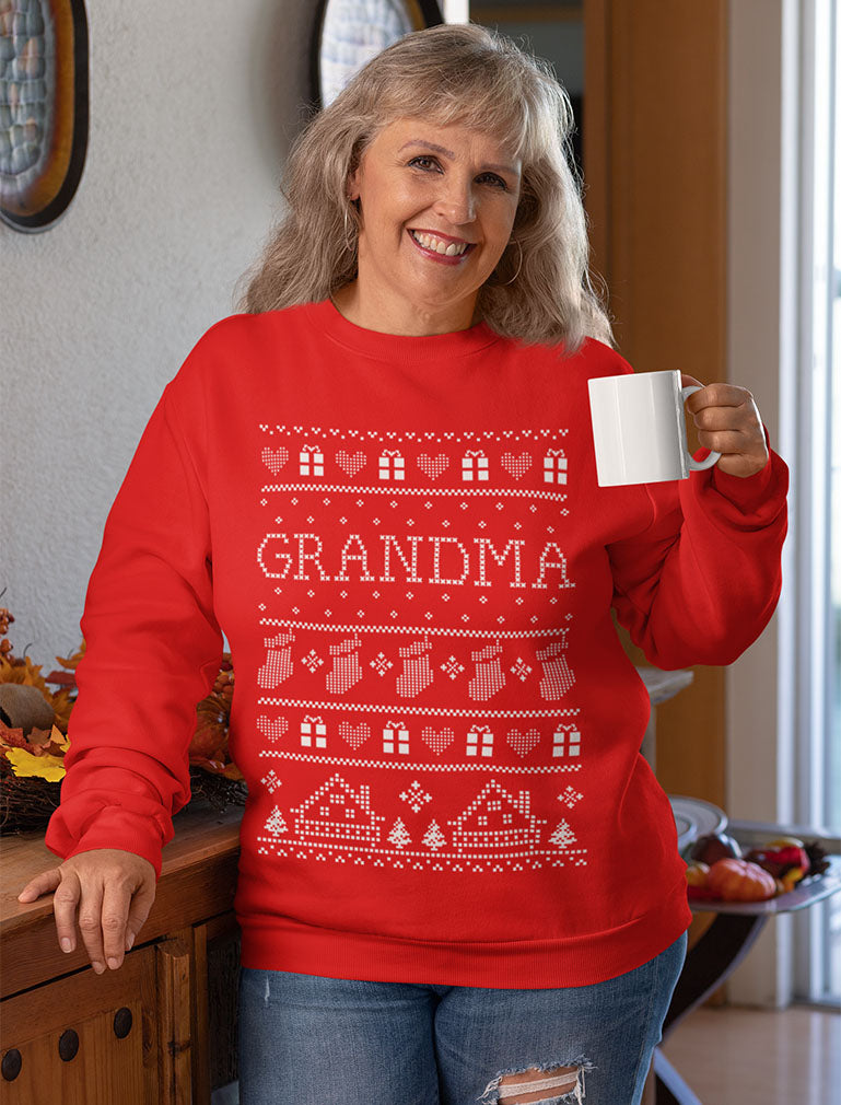 Grandma & Grandpa Matching Ugly Christmas Sweatshirts Set Grandparents Xmas Gift