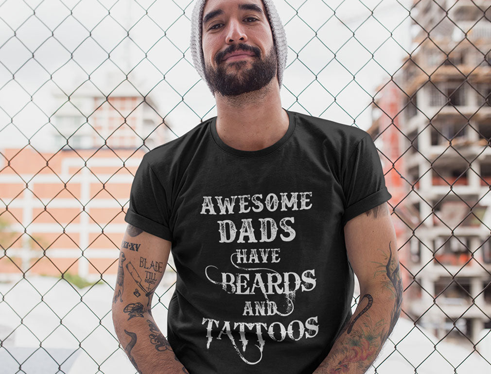 Awesome Dads Has Beards and Tattoos Matching Shirts For Father & Child
