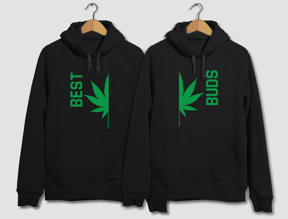 Best Buds Gift for Weed Lovers - Funny Cannabis Leaf Matching Hoodies Set