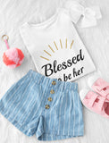 Blessed Mommy and Me Mother & Daughter Matching T-shirts Mother's Day Gift Set 