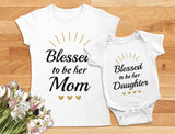 Blessed Mommy & Me Mom T-shirt & Daughter Bodysuit Matching Mother's Day Set 