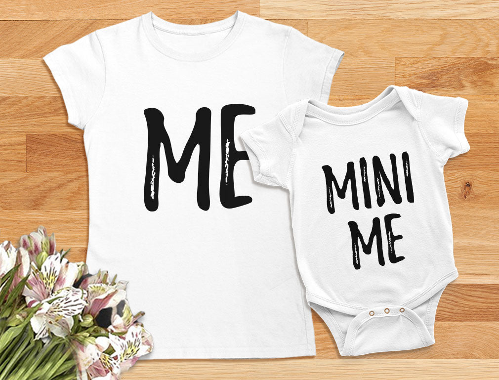 Mom and Daughter Matching T-Shirt & Bodysuit Set Funny Me & Mini Me