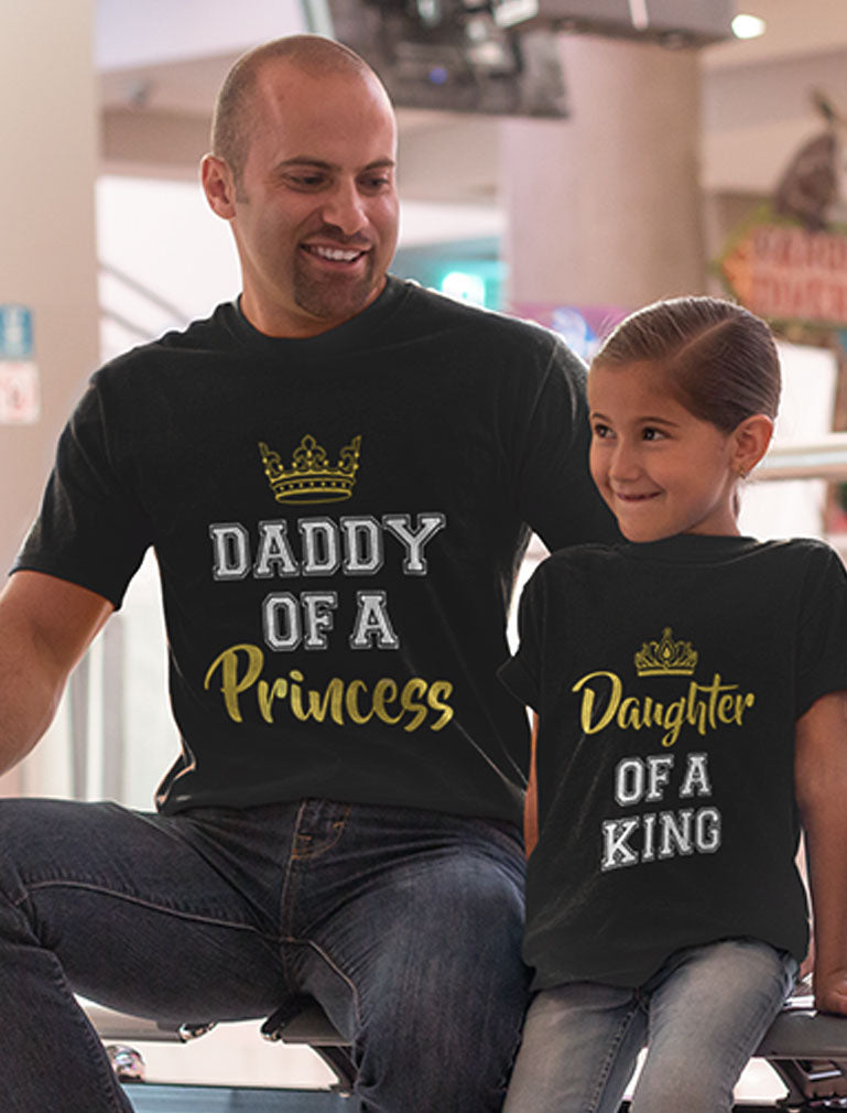 Father & Daughter King Father's Day Gift Dad & Toddle Girl T-Shirts Matching Set