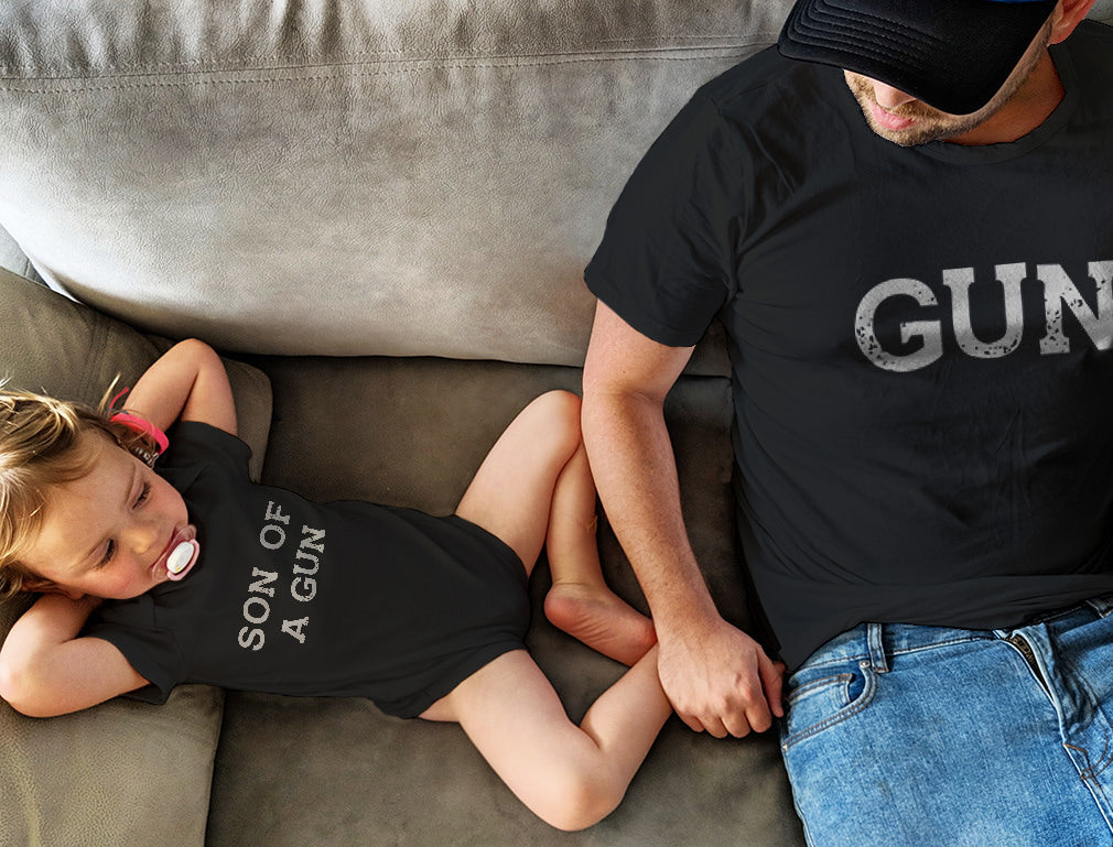 Gun & Son of a Gun Dad and Me Matching Set T-Shirt & Bodysuit Father's Day Gift