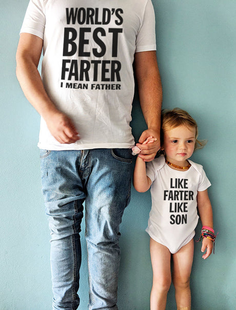 Best Farter I Mean Father - Like Farter Like Son Funny Dad & Me Matching Set - gray/white 1