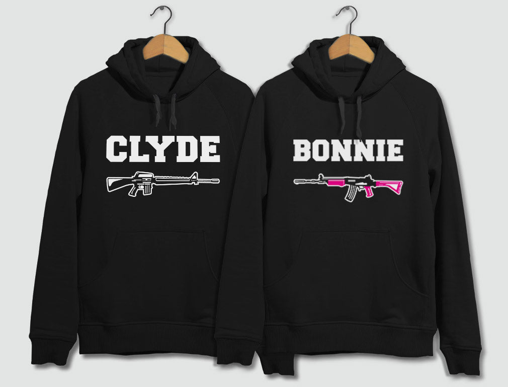 Bonnie & Clyde Him & Her Matching Couples Hoodies