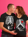 Halloween Skeleton Maternity Tee Baby Boy X-Ray Matching Couple Set Burger Tee