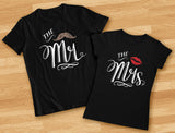 Mr & Mrs Matching T-Shirt Gift Set for Newlywed Couples, Wedding, Anniversary 