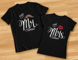 Mr & Mrs Matching T-Shirt Gift Set for Newlywed Couples, Wedding, Anniversary