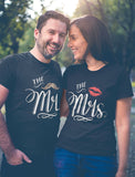 Mr & Mrs Matching T-Shirt Gift Set for Newlywed Couples, Wedding, Anniversary 