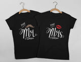 Mr & Mrs Matching T-Shirt Gift Set for Newlywed Couples, Wedding, Anniversary