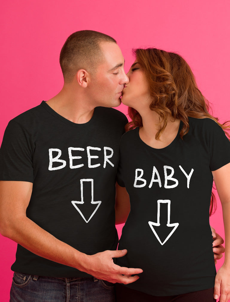 Expecting Baby Belly \ Beer Belly Matching Couples Shirts