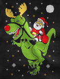 Santa Rides T-Rex Ugly Christmas Kids Sweatshirt 