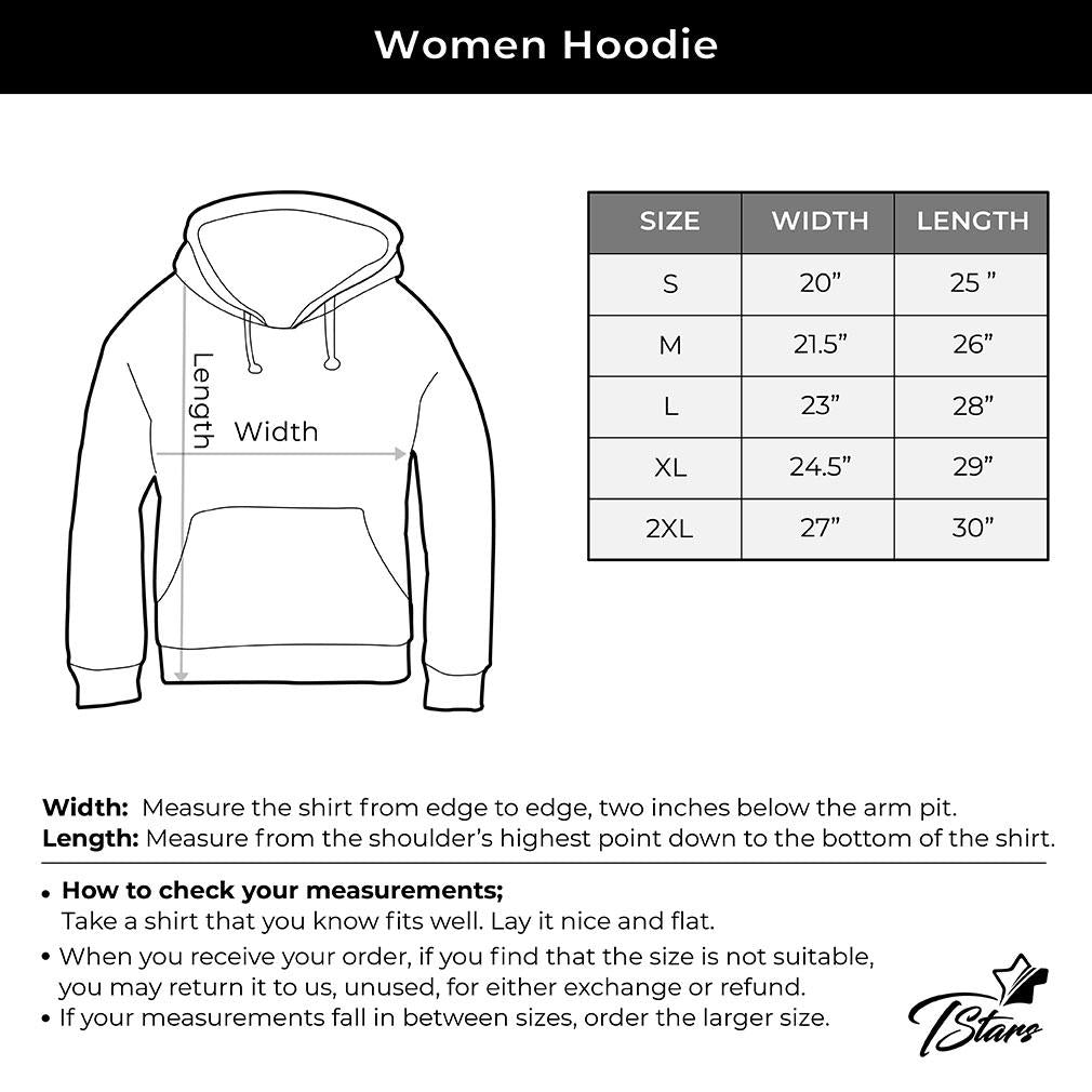 Size Chart Womens Lightweight Pullover Hoodie