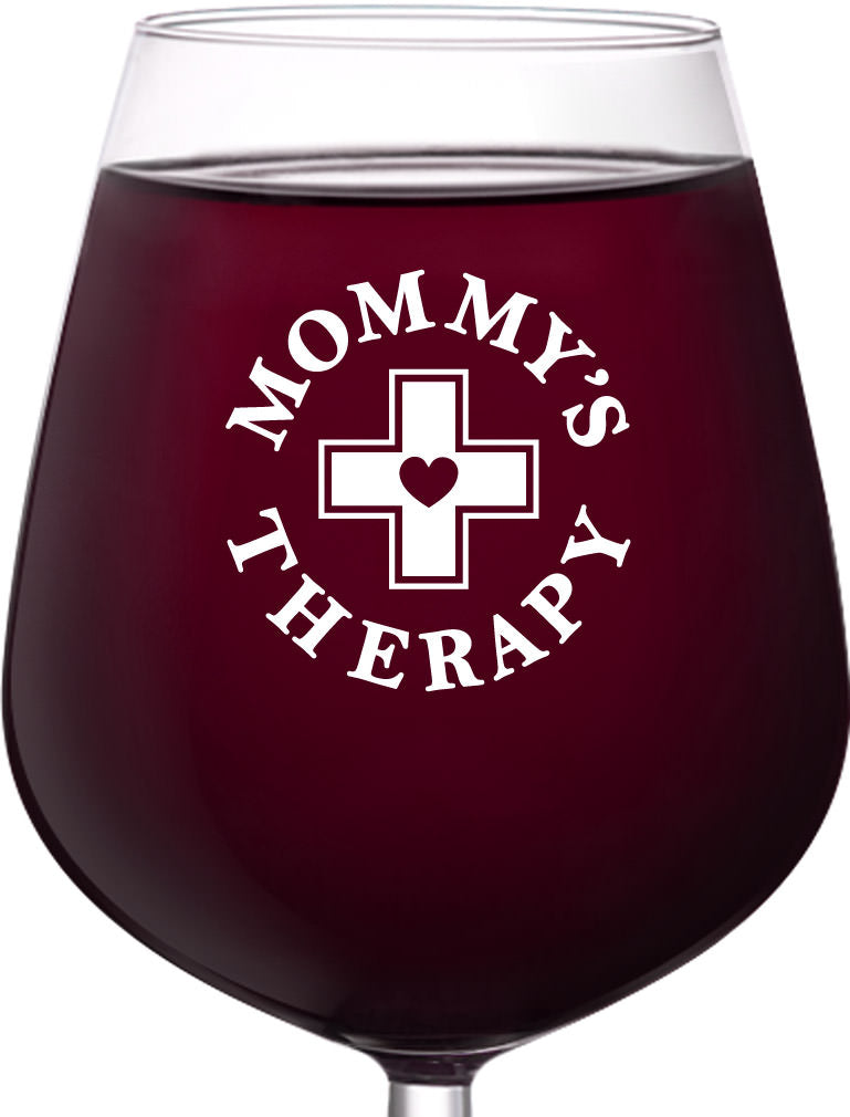 Mommy's Therapy Wine Glass 