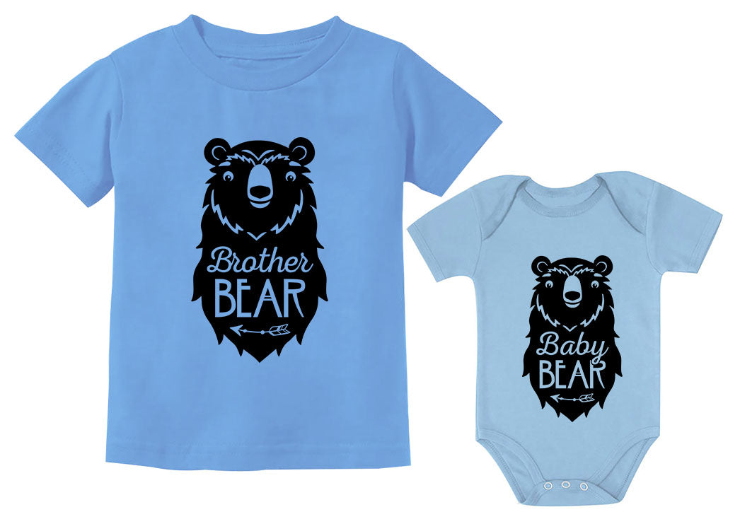 Big Brother Bear shirt Little Baby Boy Girl bodysuit Matching Sibling Outfit Set 