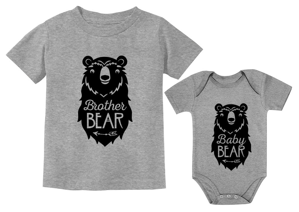 Big Brother Bear shirt Little Baby Boy Girl bodysuit Matching Sibling Outfit Set 