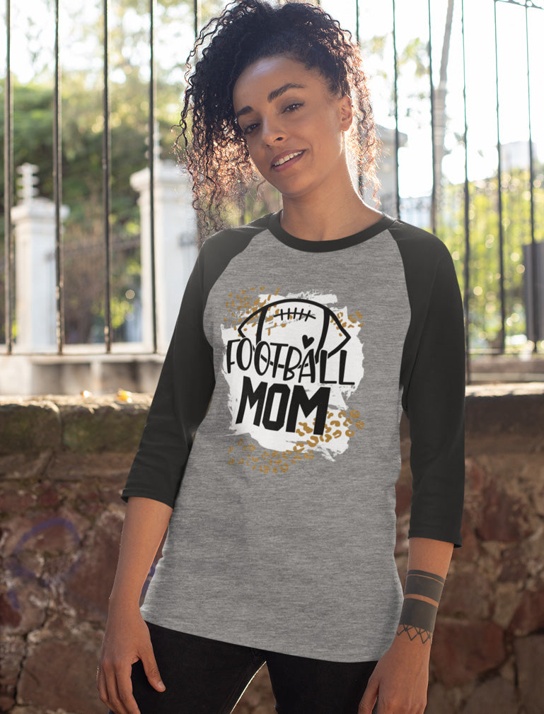 Football Shirts for Women Football Mom Game Day Shirt 3/4 Women Sleeve Baseball Jersey Shirt - black/gray 4