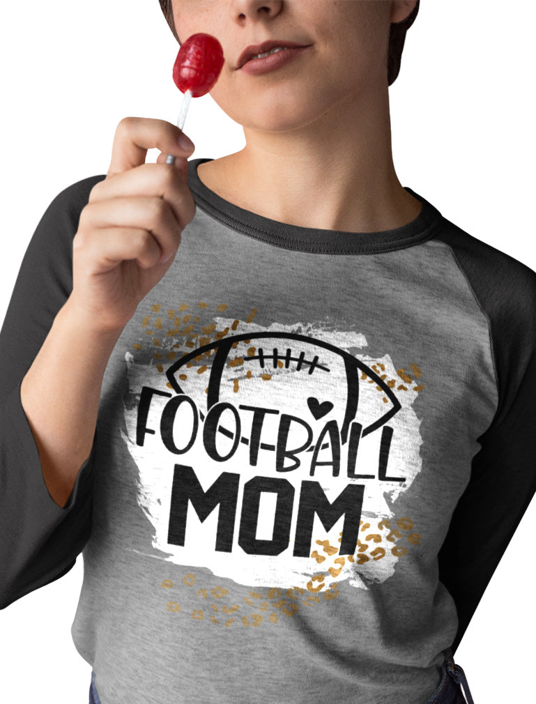 Football Shirts for Women Football Mom Game Day Shirt 3/4 Women Sleeve Baseball Jersey Shirt - black/gray 3