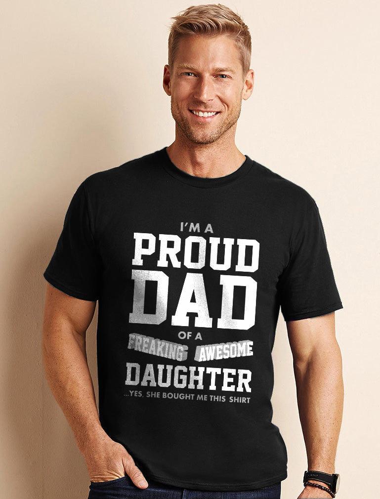 Dad Shirt & Mug Set Proud Dad of A Freaking Awesome Daughter - Black 3