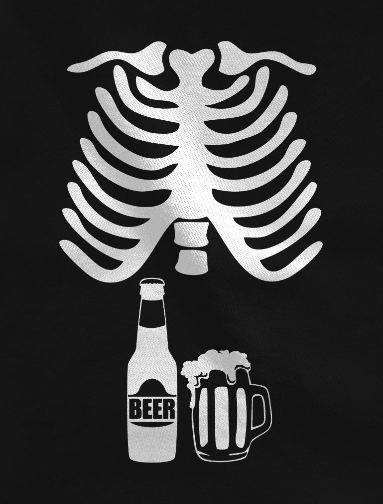 Halloween Skeleton Beer Belly Funny Xray T-Shirt - Black 4