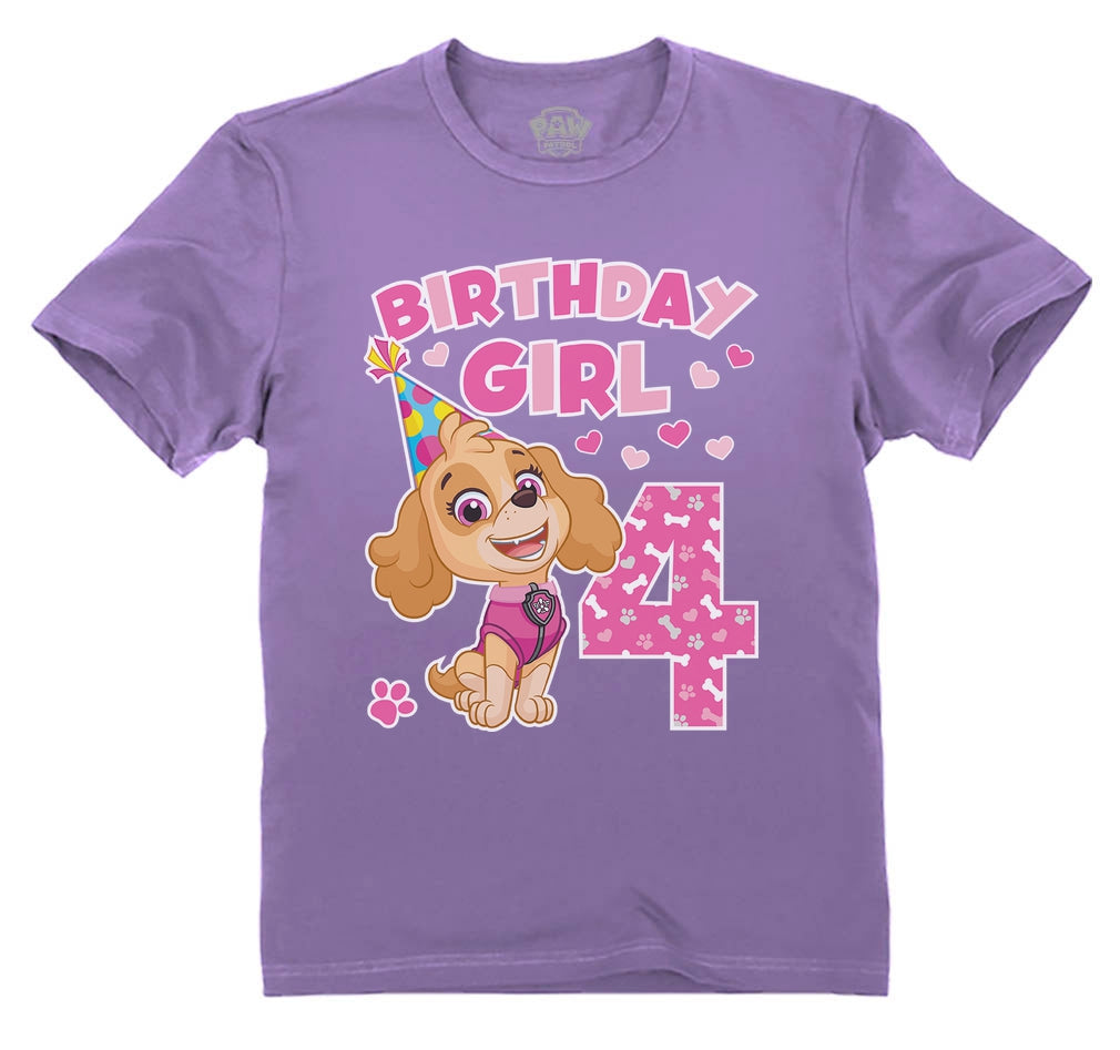 Birthday Girl Paw Patrol Skye 4th Birthday Toddler Kids T-Shirt - Lavender 6
