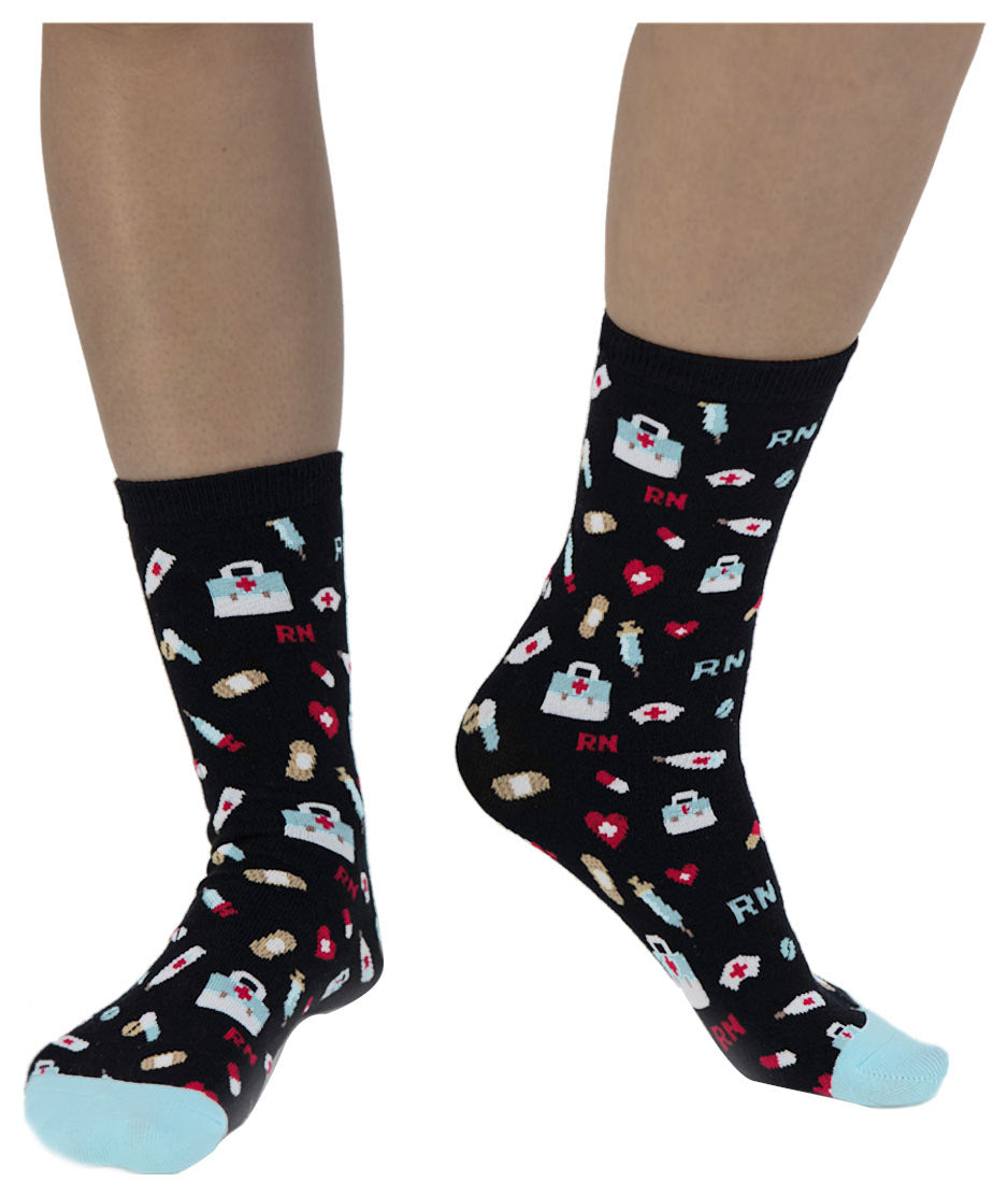 Nurse Socks, Meds Crew Socks, Women's Novelty Socks Graduation Gift for Nurses - Multicolor 1