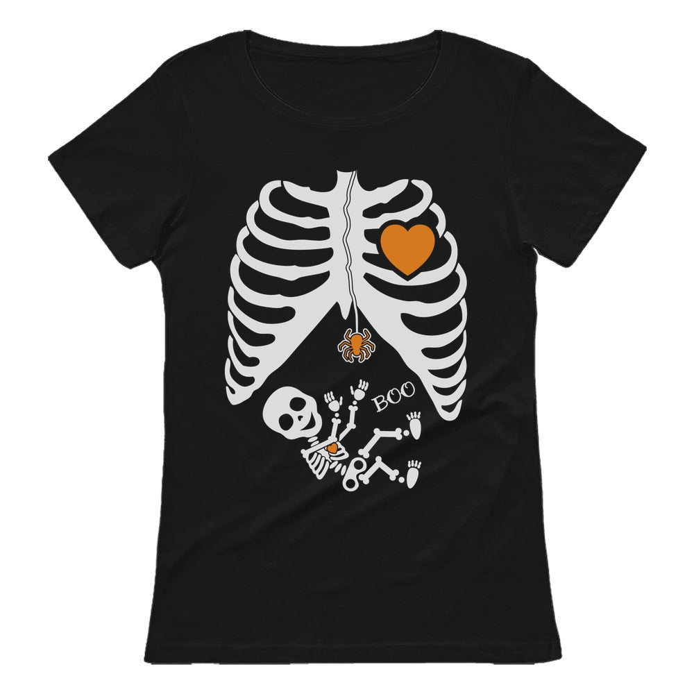 Halloween - Pregnant Skeleton Xray Ribcage Costume Women T-Shirt 