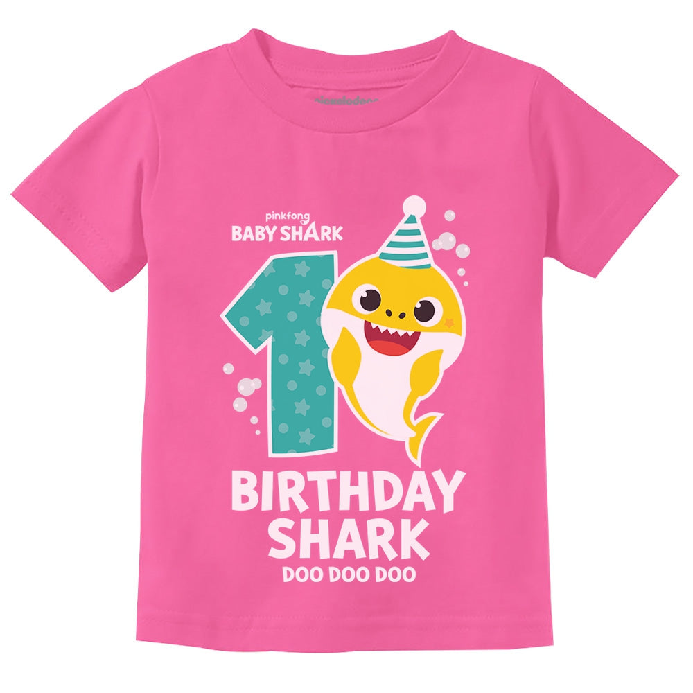 1st Birthday Baby Shark Shirt One Year Old Birthday Boy Girl Infant Kids T-Shirt - Pink 1