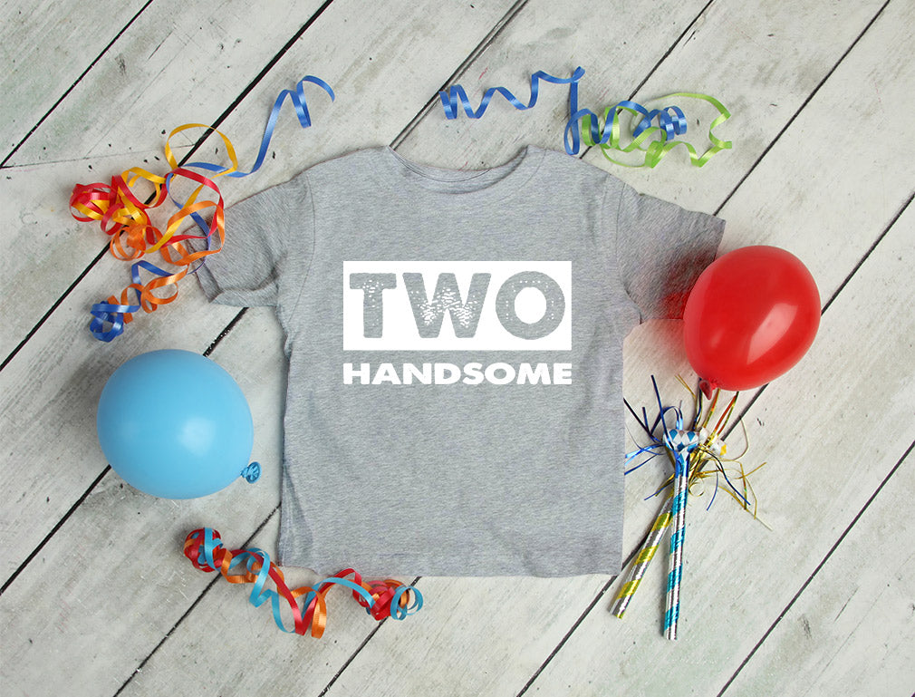 2 year old birthday shirt boy 2nd birthday two handsome Toddler Kids T-Shirt - Gray 6