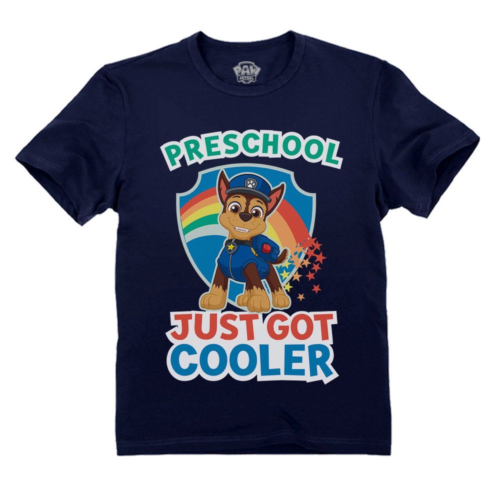Paw Patrol Preschool Shirt for Boys Just Got Cooler Chase Toddler Kids T-Shirt - Navy 1