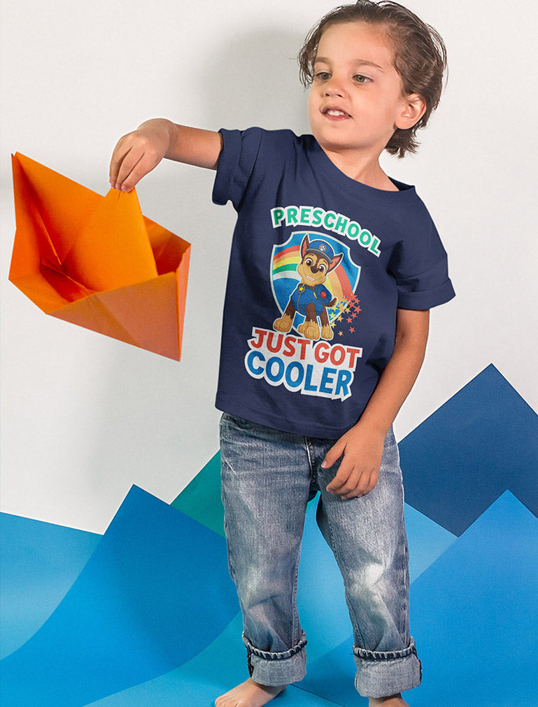 Paw Patrol Preschool Shirt for Boys Just Got Cooler Chase Toddler Kids T-Shirt - Navy 2